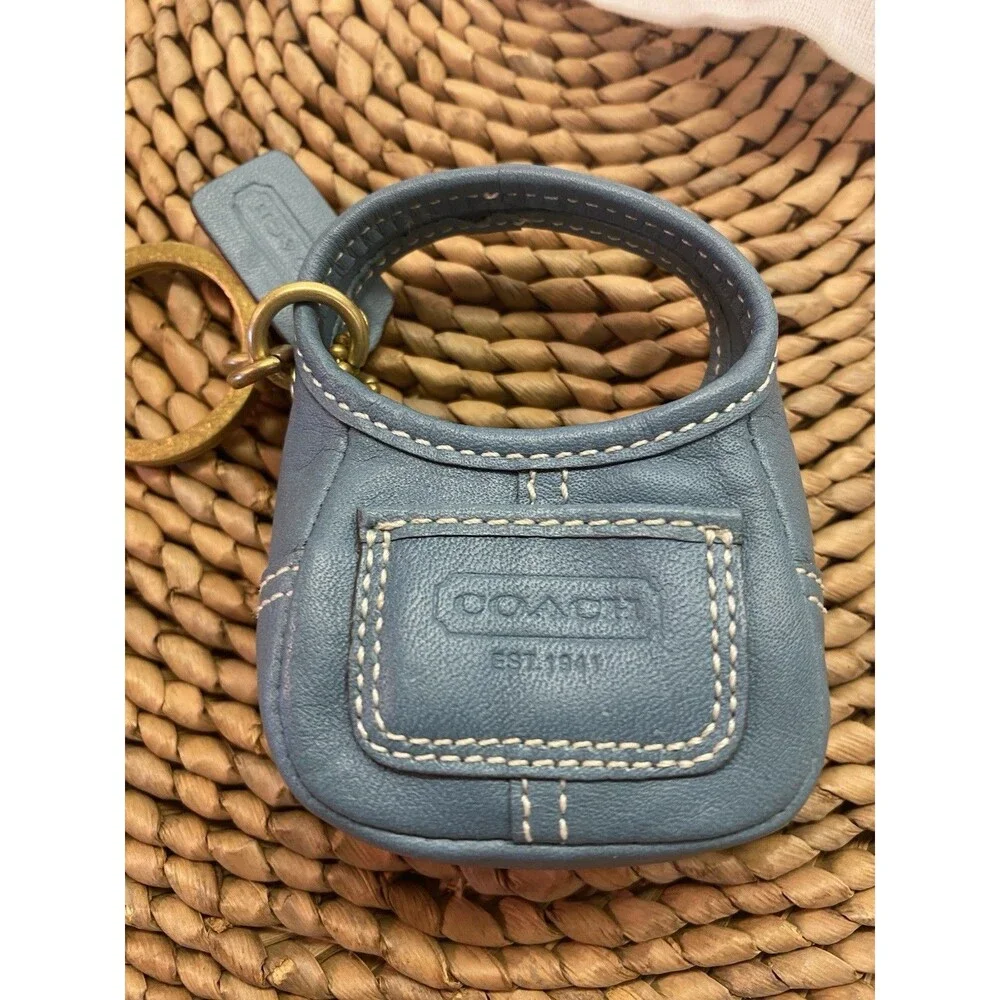 Coach Turquoise Ergo Hobo Leather Bag Keyring Charm w/dustbag